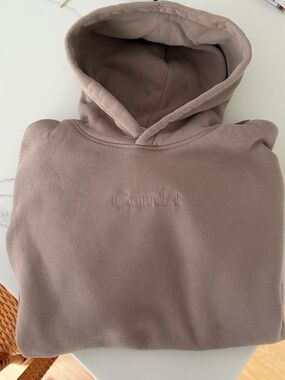 Comfort Embossed Hooded Sweatshirt - Mauve Taupe bark color medium
